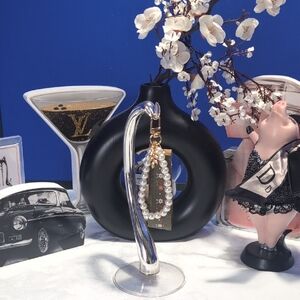 Bag Charm With Pearls , Flowers And Gol Leaf NEW!